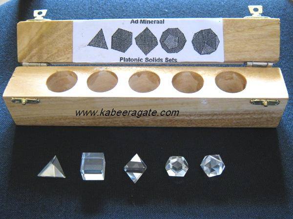 Crystal Quartz 5pcs Geometry Set with Wooden Box